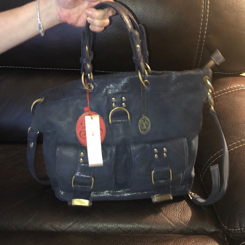 Vieta navy large satchel